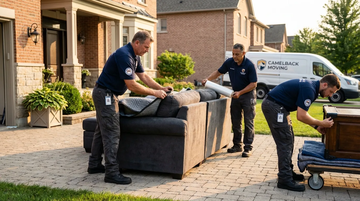 Large estate moving crew wrapping furniture in Attalla, AL